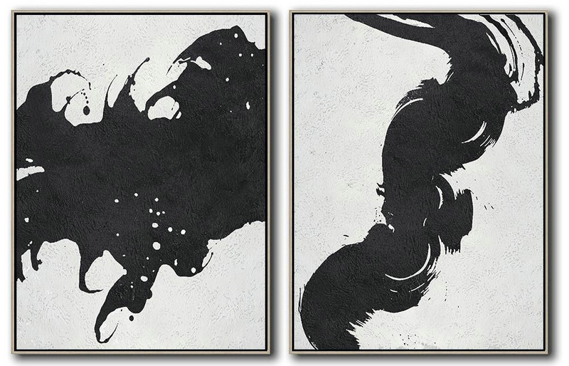 Large Abstract Painting Canvas Art,Set Of 2 Minimal Painting On Canvas - Large Contemporary Art Canvas Painting